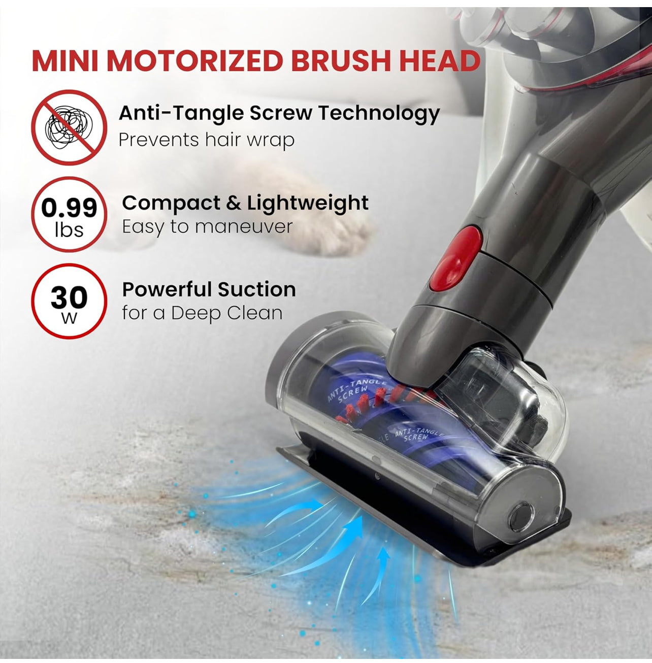 for Dyson V7 V8 V10 V11 V15 Vacuum Cleaners - Mini Motorized Brush Head - Pet Hair Removal Vacuum Attachment, Mini Hair Screw Tool for Carpeted Stairs, Couch Cushions, Upholstery & Car Carpet