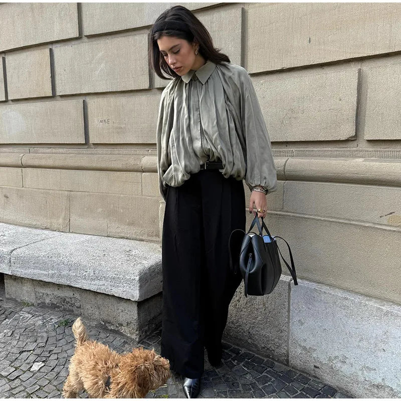 Elegant Green Suede Jackets 2025 Spring Autumn Street PlElegan