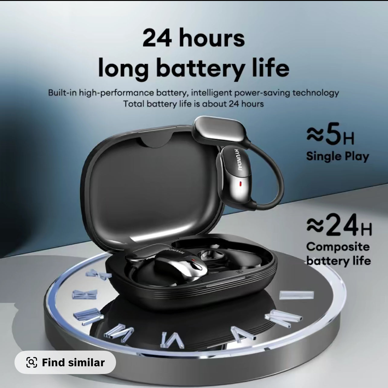 HYUNDAI Fit2 with Built-in 169-Language Translation Wireless Headphones with Electroplated Ear Hook Design - Comfortable, Great Sound, Bluetooth 5.4 Flash Connection, Wireless Earbuds for Music and Calls