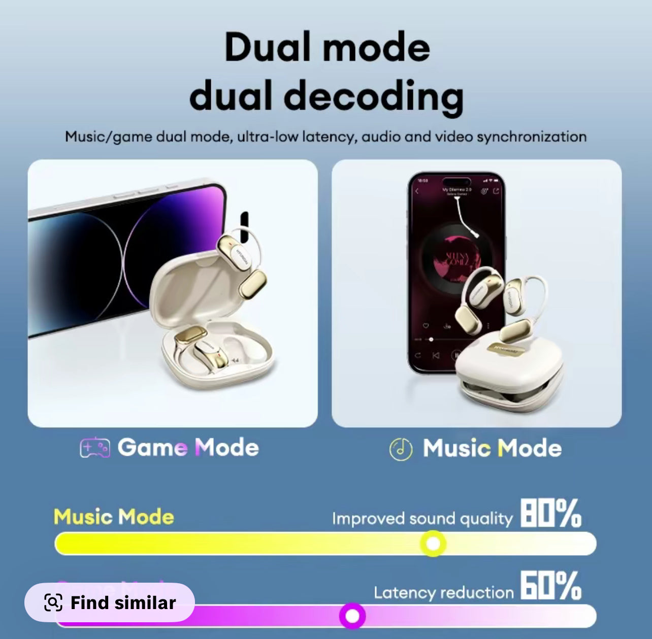 HYUNDAI Fit2 with Built-in 169-Language Translation Wireless Headphones with Electroplated Ear Hook Design - Comfortable, Great Sound, Bluetooth 5.4 Flash Connection, Wireless Earbuds for Music and Calls