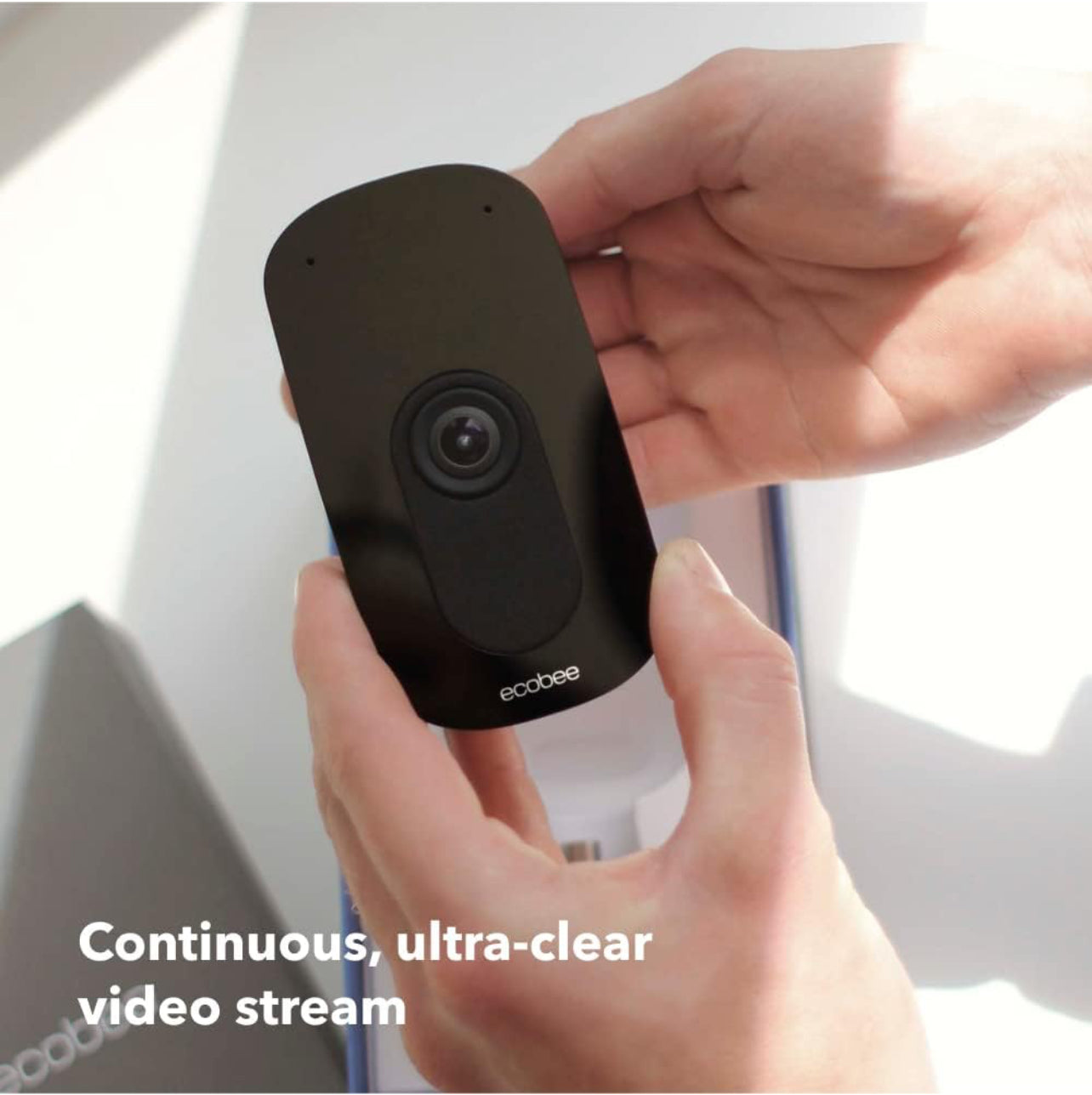ecobee Home Security Bundle with Smart Doorbell Camera (Wired), SmartSensor for Doors and Windows, and SmartCamera with Voice Control.