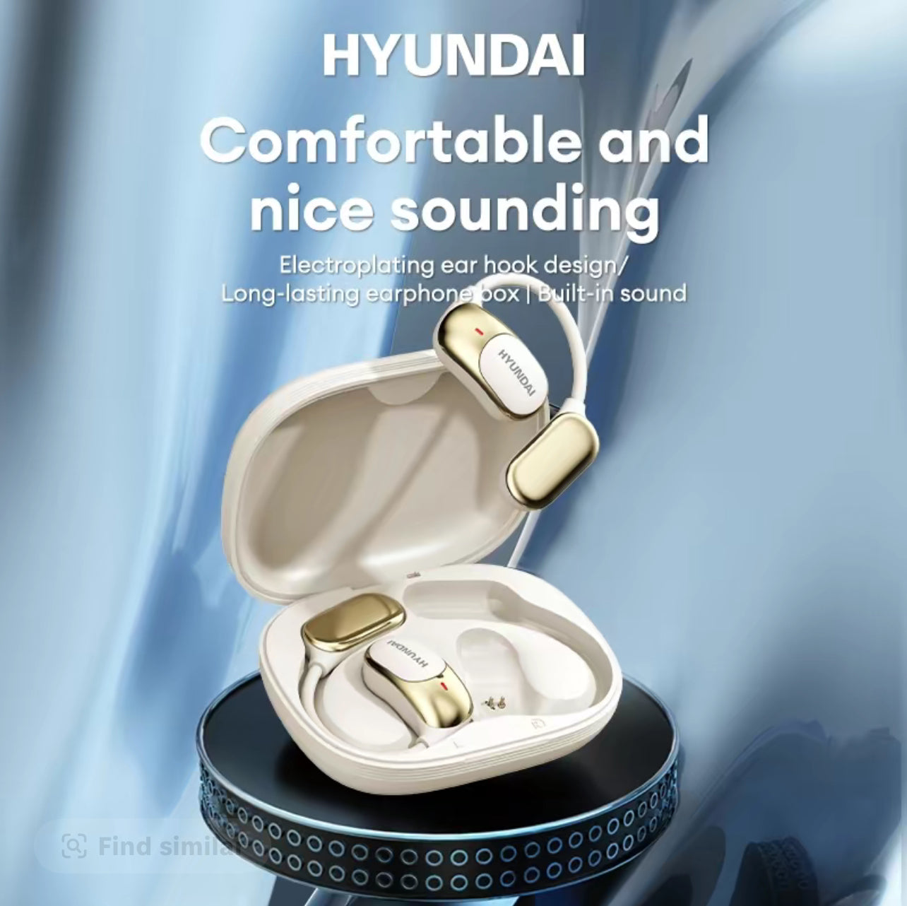 HYUNDAI Fit2 with Built-in 169-Language Translation Wireless Headphones with Electroplated Ear Hook Design - Comfortable, Great Sound, Bluetooth 5.4 Flash Connection, Wireless Earbuds for Music and Calls