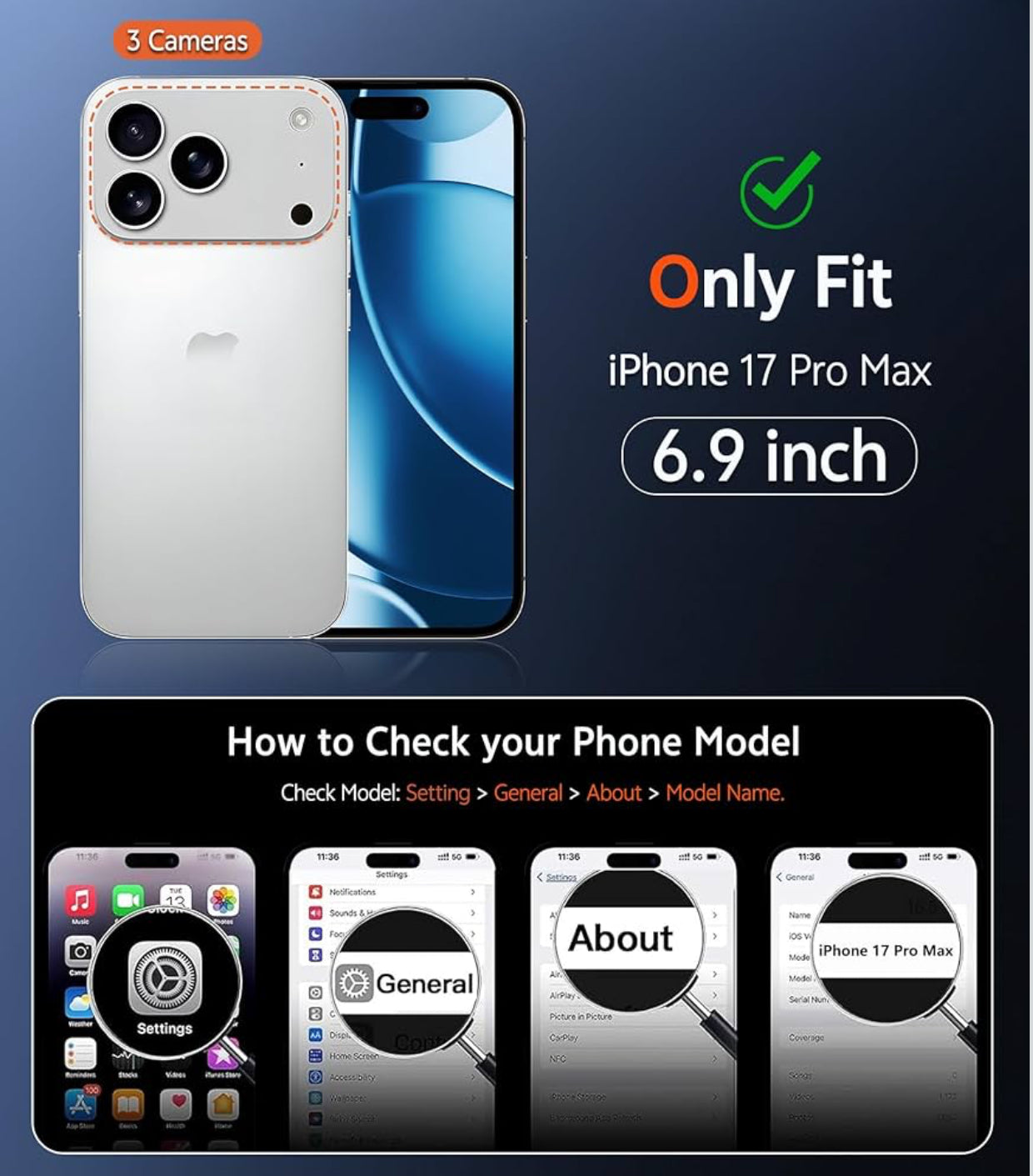 FNTCASE for iPhone 17 Pro-Max Case: Magnetic Transparent Phone Cases with Screen Protector Slim Military Grade Drop Protection Rugged Shockproof Protective Cell Phone Cover