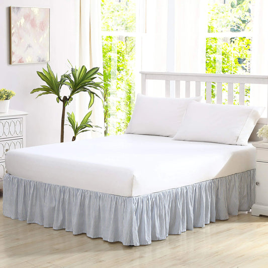 Laura Ashley Home - Cotton Ruffled Bedskirt Lightweight Home Decor with Classic Style (Blue King)
