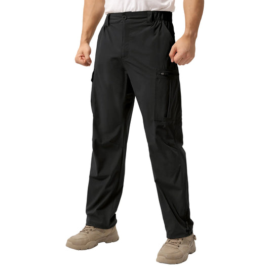 NATUVENIX Hiking Pants Men Lightweight Mens Travel Pants Quick Dry Cargo Pants for Men Stretch Work Pants Men Water Resistant Black