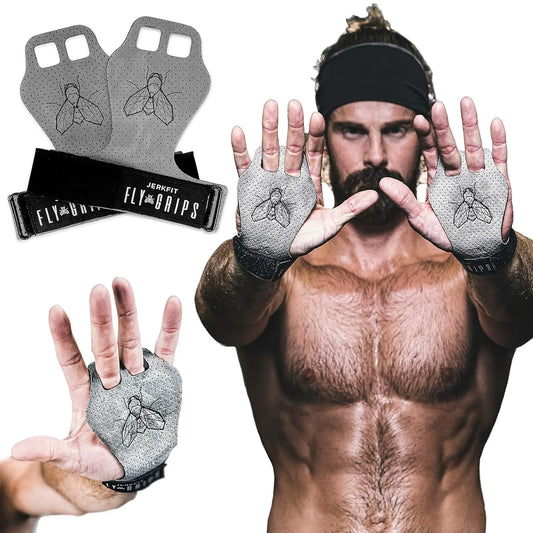 JerkFit Fly Grips 2 Finger Vegan Gymnastics Grips (Small) - Pull Up Grips for Cross Training Hand Protection - Hand Grips for Gymnastics Bars Palm Guards for Athletes to Prevent Rips Blisters